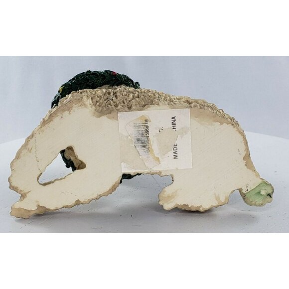 Vintage Resin Poodle Christmas Santa Hat Wreath Figurine - Picture 5 of 5